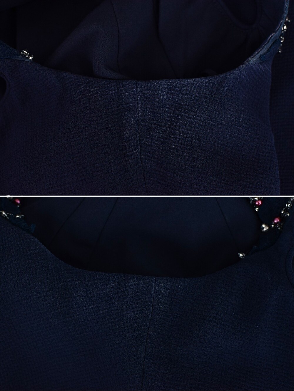 Badgley Mischka Beaded Cut Out Evening Gown Floor Length Blue Formal Size 12 - Picture 15 of 16